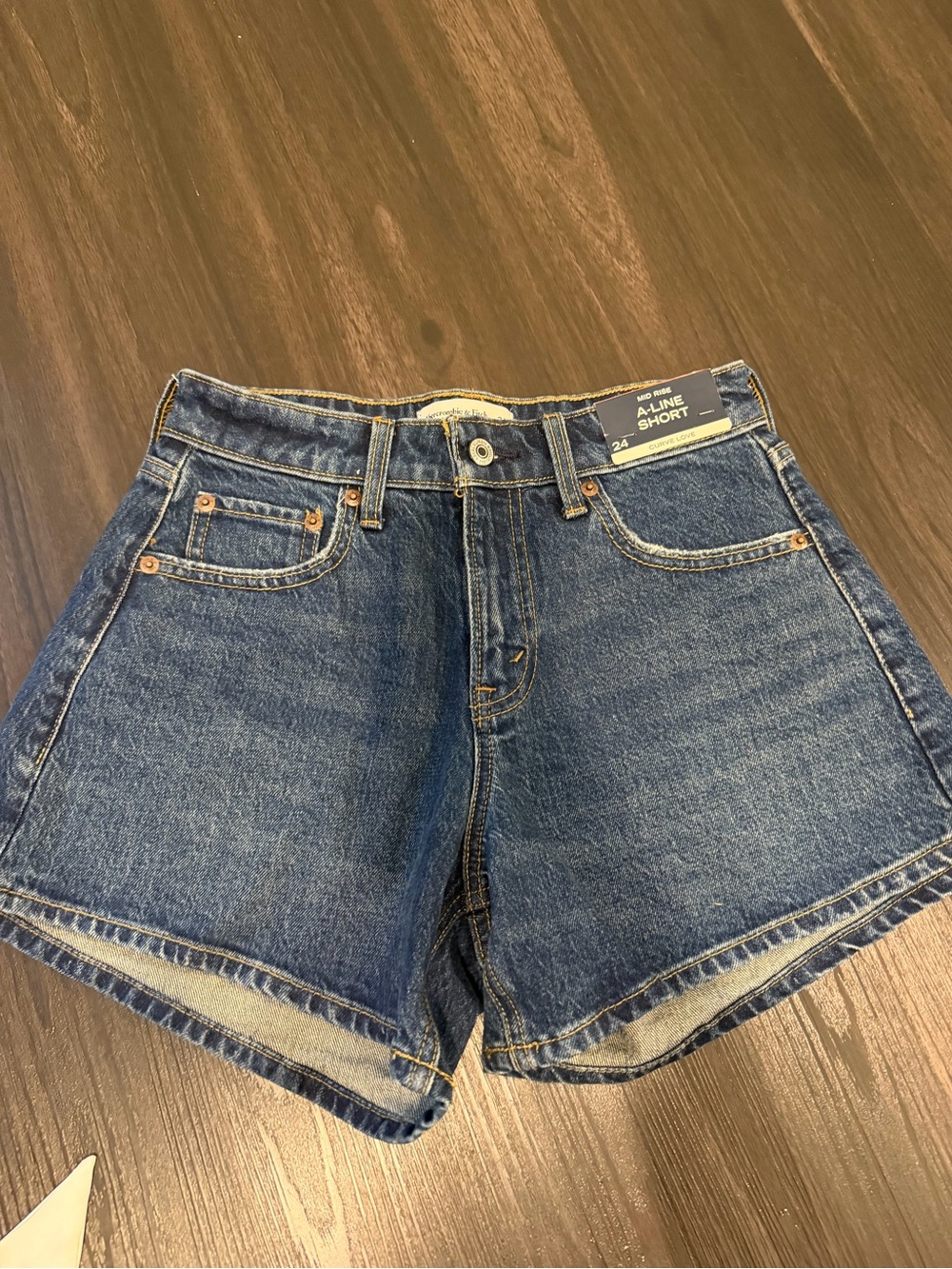 Abercrombie & Fitch Dark Blue A-Line Denim Shorts